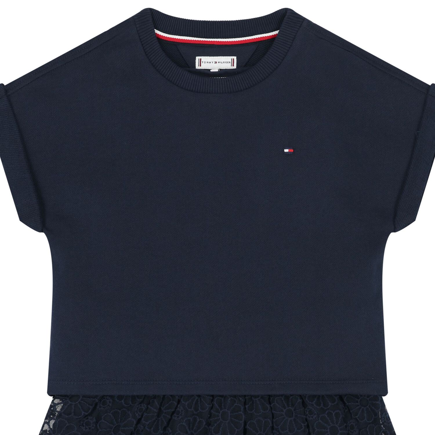 فستان بنات بطبعة الزهور باللون الكحلي, 1, hi-res