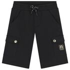 Boys White & Black Logo Shorts Set, 1, hi-res