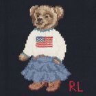 Girls Navy Blue Polo Bear Knitted Jumper, 1, hi-res