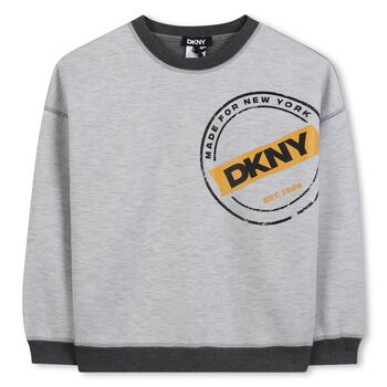 DKNY Boys Grey Logo Reversible Sweatshirt , 1 Boys Grey Logo Reversible Sweatshirt
