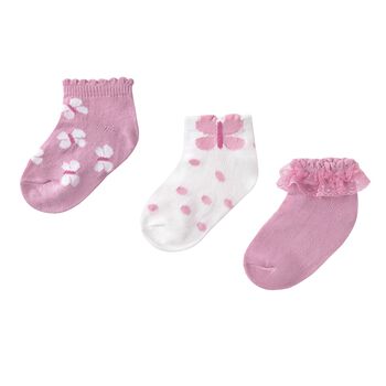 Baby Girls Pink Butterfly Socks ( 3-Pack )