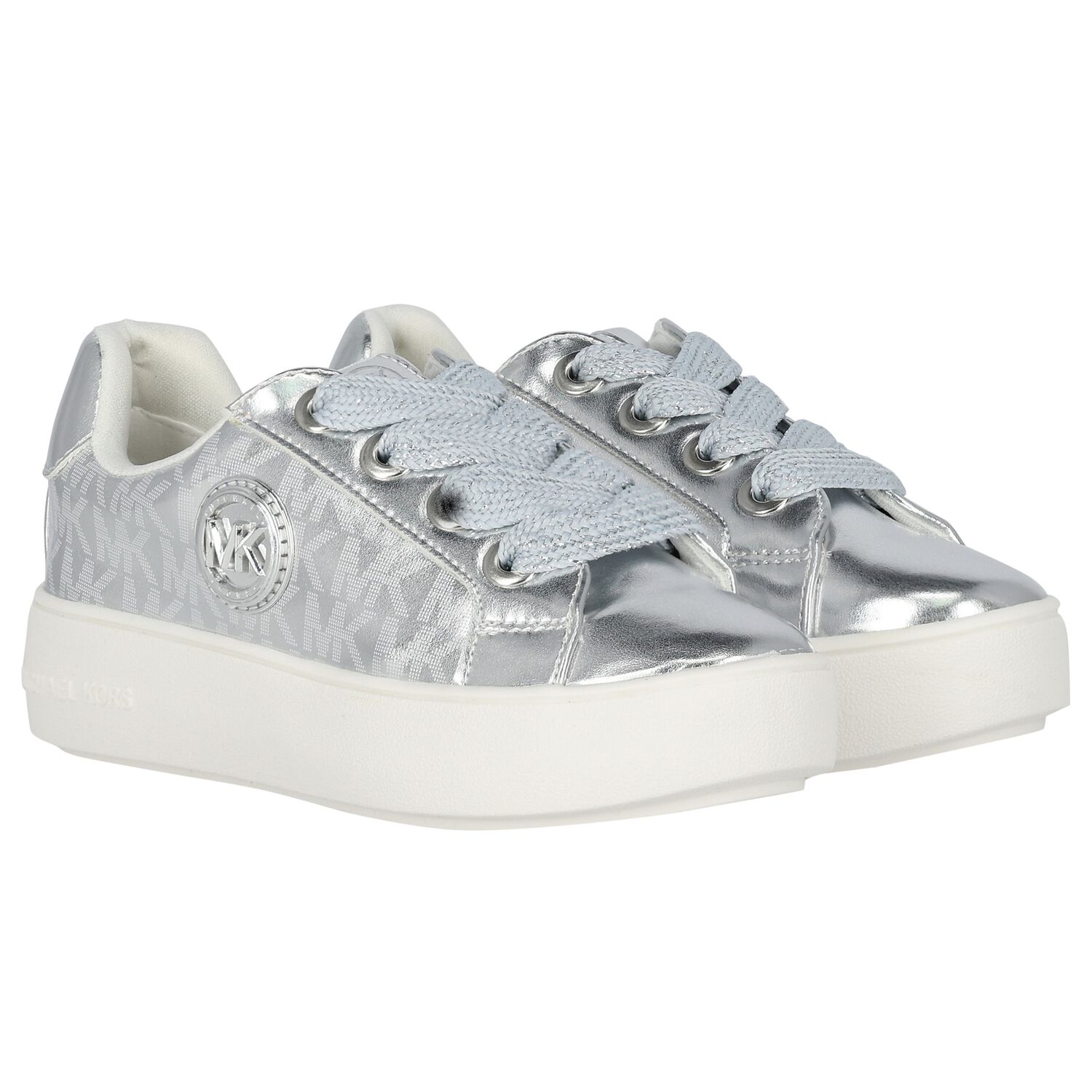 Girls Silver Logo Trainers, 1, hi-res