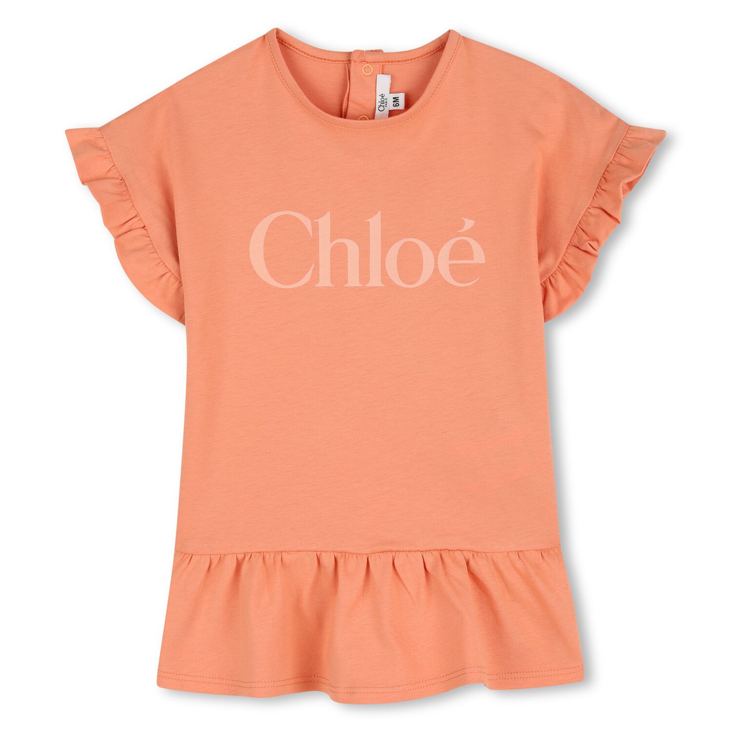 Younger Girls Orange Logo Ruffle Dress, 1, hi-res