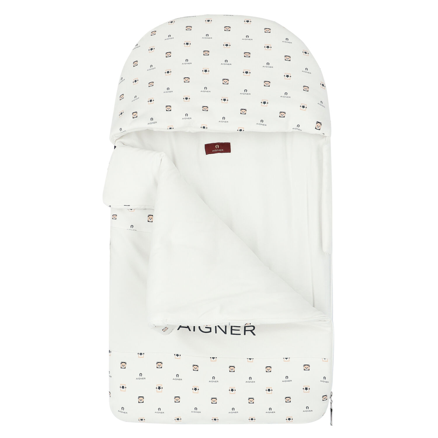 White & Navy Logo Baby Nest, 1, hi-res