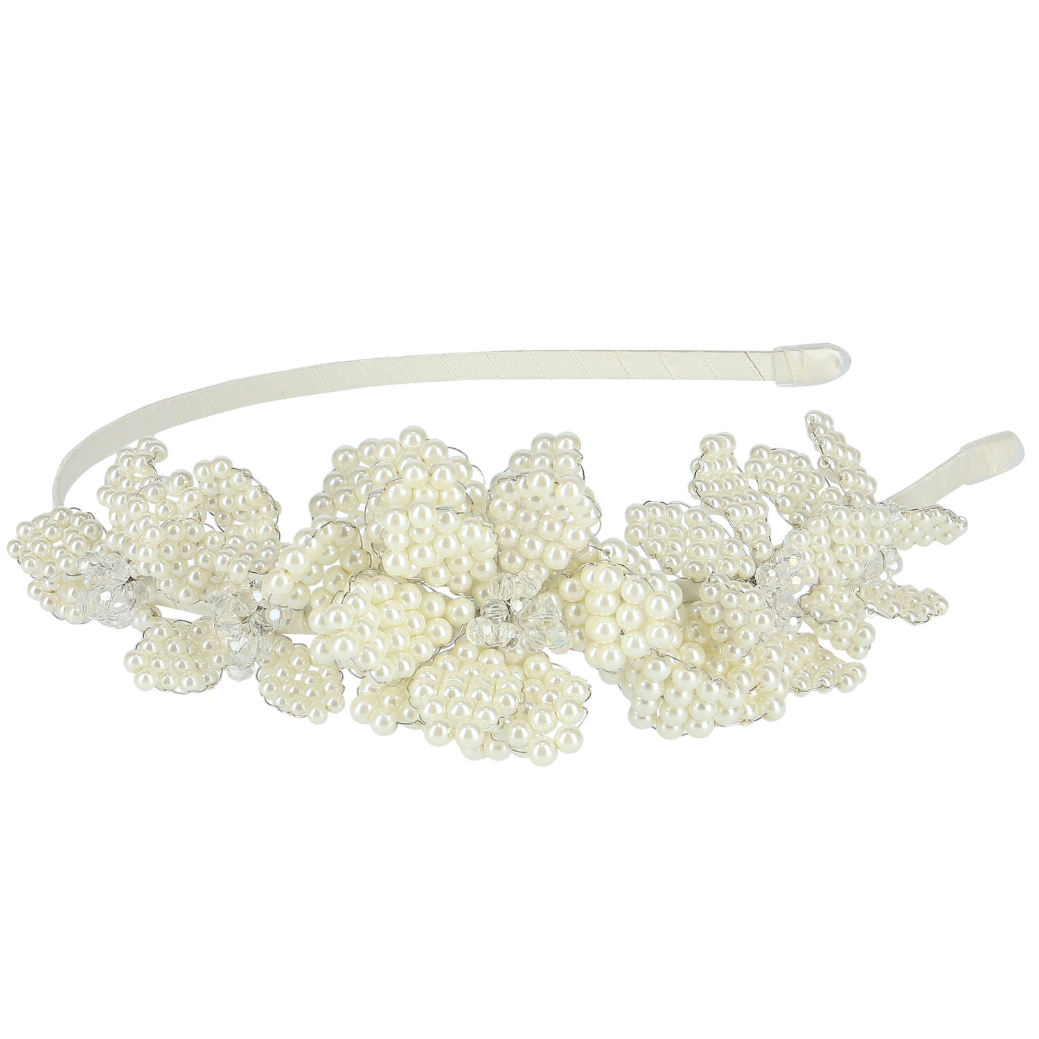 Girls Ivory Pearl & Crystal Beaded Headband, 1, hi-res image number null