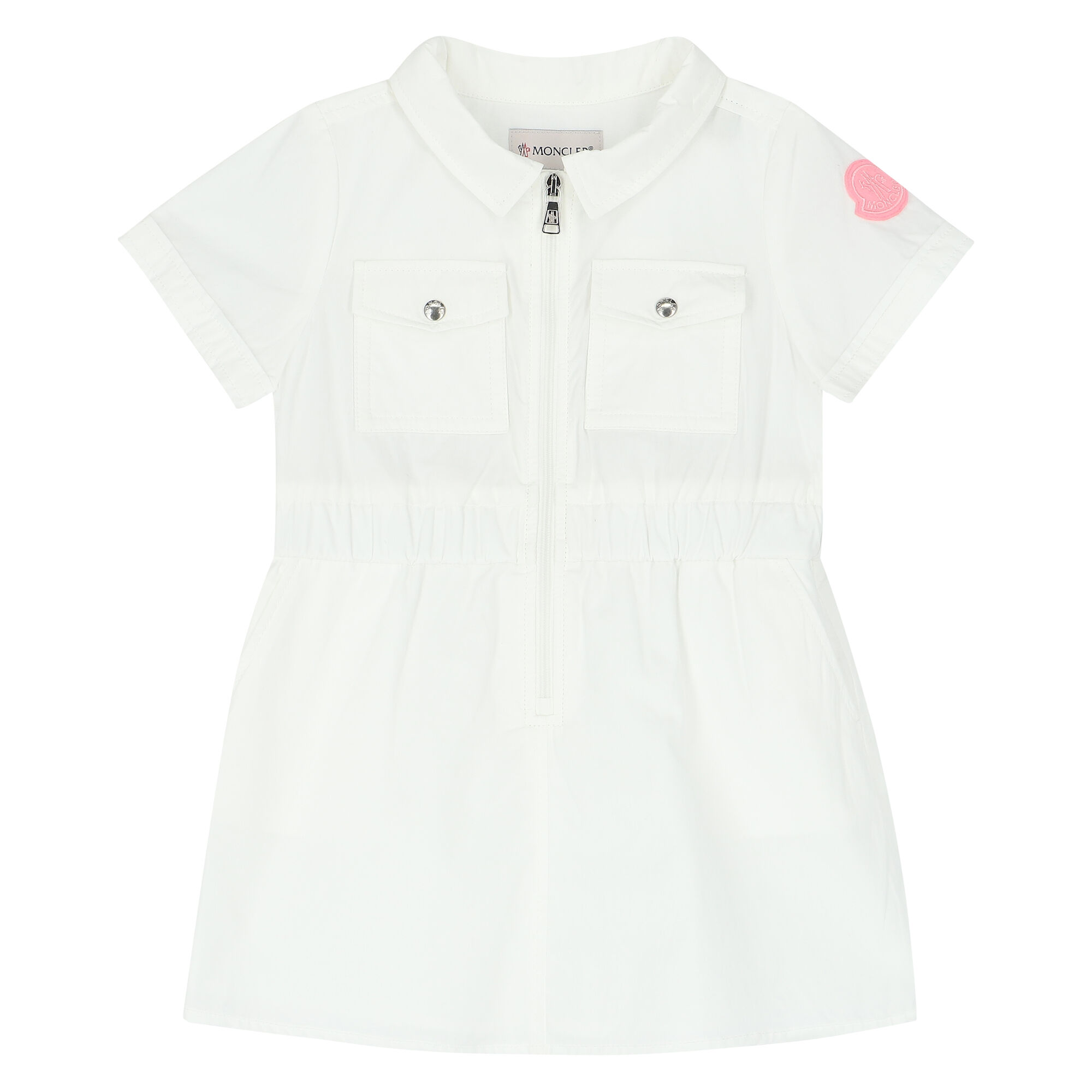 Moncler Enfant Younger Girls White Logo Dress Junior Couture QA