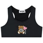 Girls Black Teddy Bear Logo Bikini, 2, hi-res