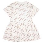 Girls Ivory & Beige Logo Dress, 1, hi-res
