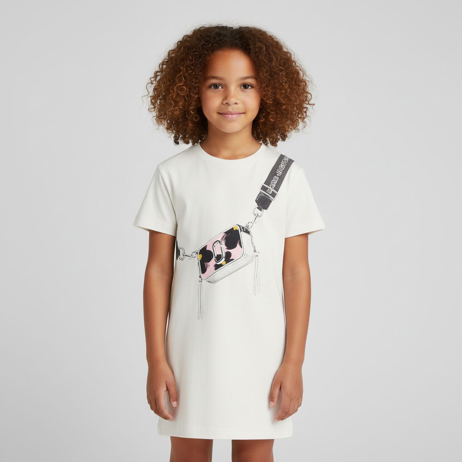 Girls White Logo Dress, 2, hi-res
