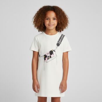 Girls White Logo Dress