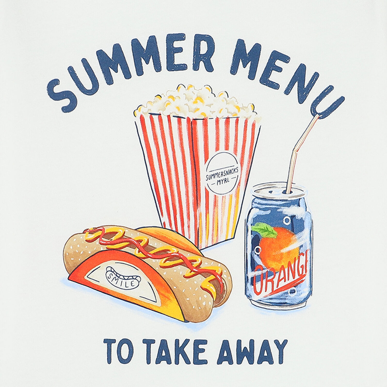 Boys White Pop Corn T-Shirt, 1, hi-res