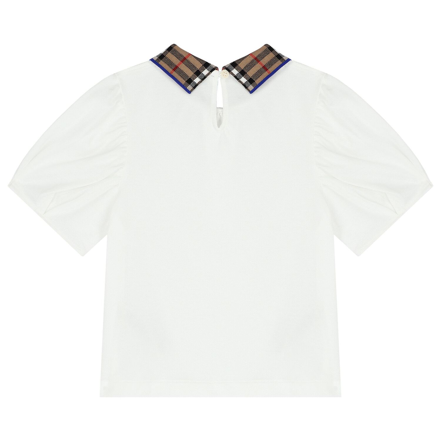 Girls White Check Polo Shirt, 1, hi-res image number null