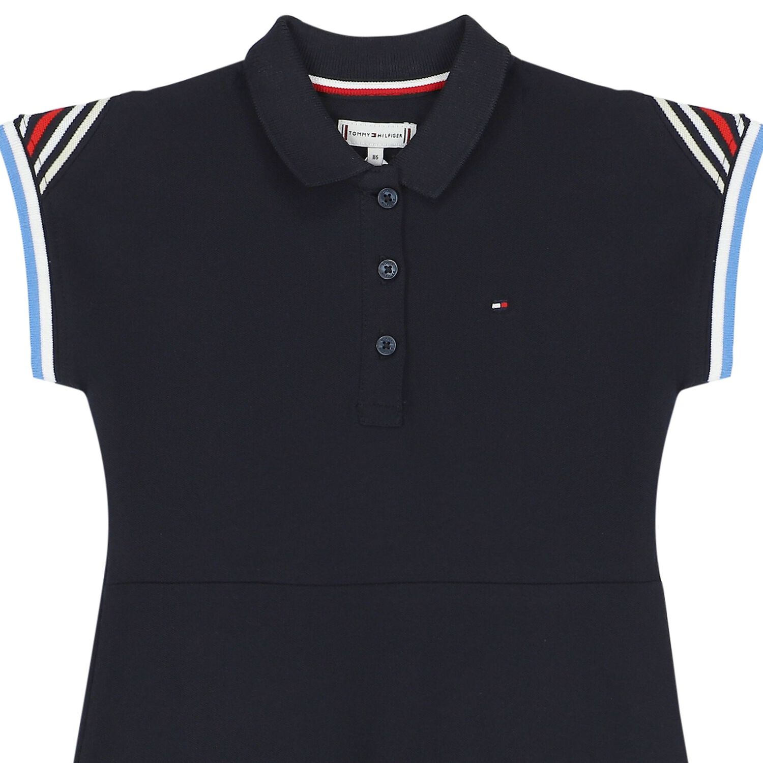 فستان بنات بولو بالشعار باللون الكحلي, 1, hi-res image number null