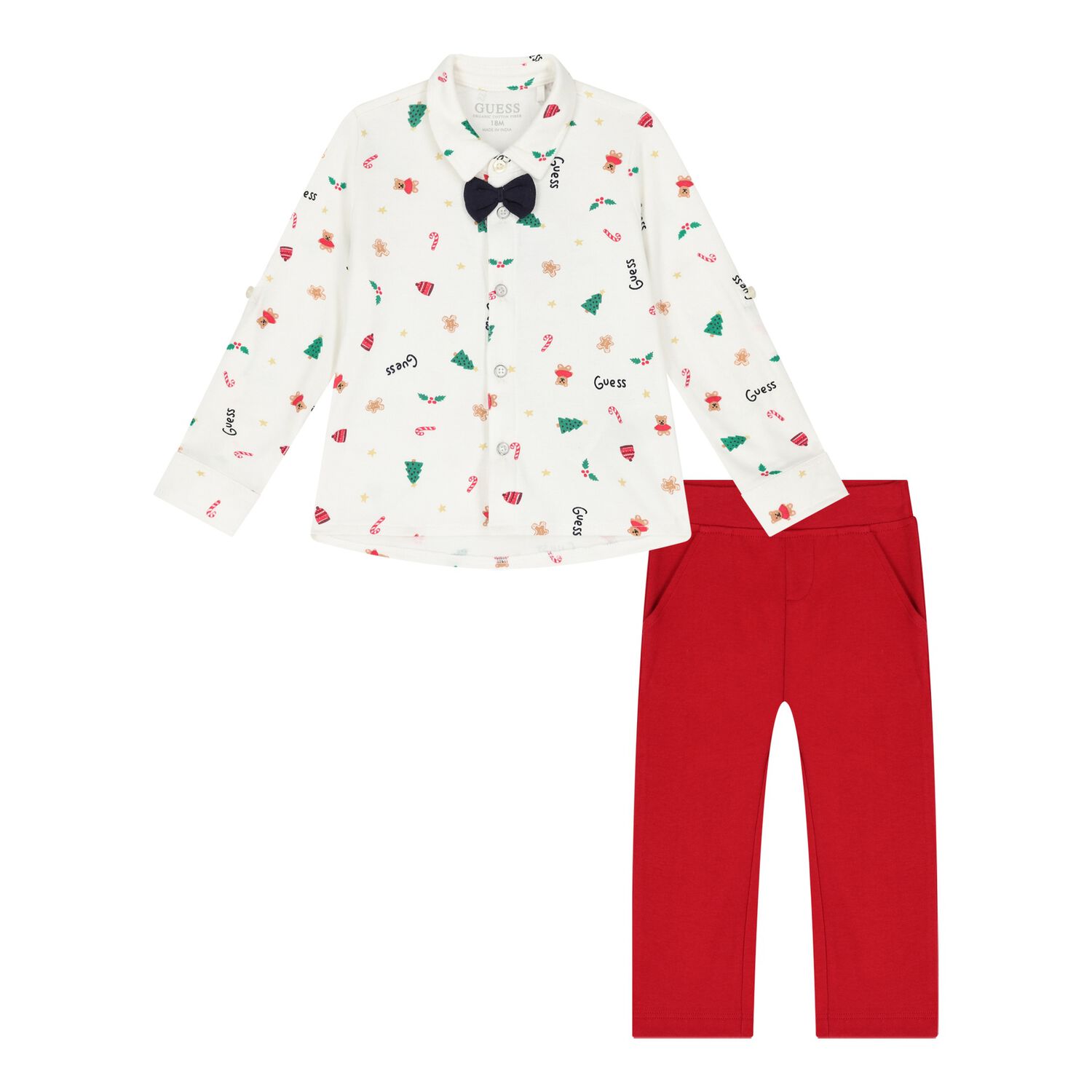 Baby Boys Ivory & Red Festive Trousers Set, 1, hi-res