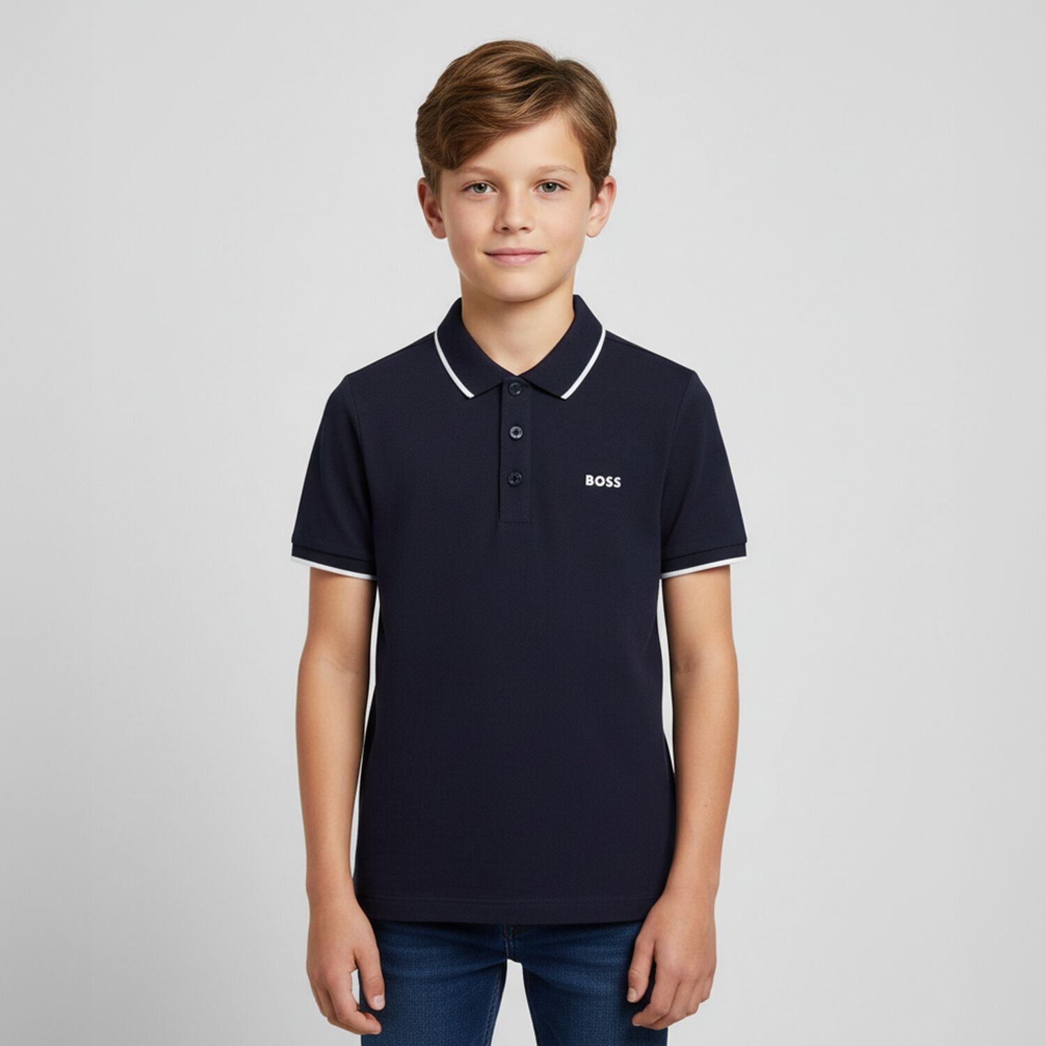 Boys Navy Blue Logo Polo Shirt, 3, hi-res image number null