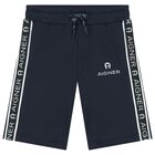 شورت أولاد بالشعار باللون الأزرق الداكن , 2, hi-res