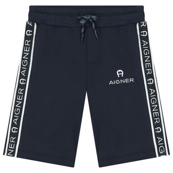 Boys Navy Blue Logo Shorts
