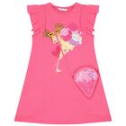 طقم فستان بنات باللون الوردي, 2, hi-res