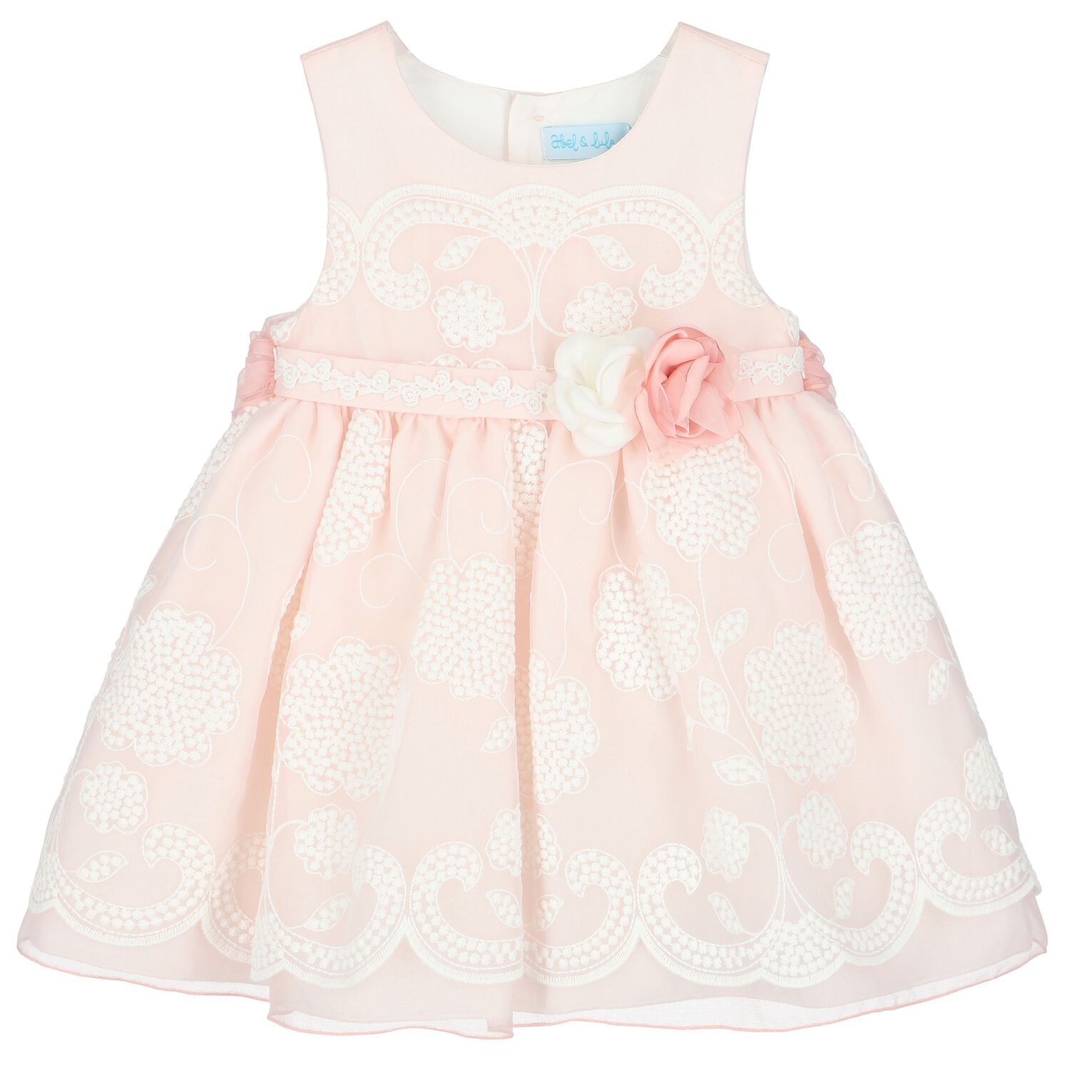 Younger Girls Pink & White Floral Dress, 1, hi-res