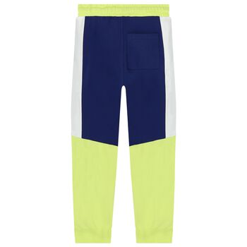 Boys Navy Blue & Green Logo Joggers