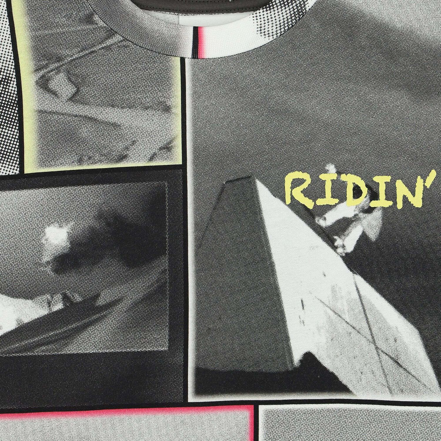 تيشيرت بطبعة لوح التزلج باللون الرمادى للاولاد, 1, hi-res image number null