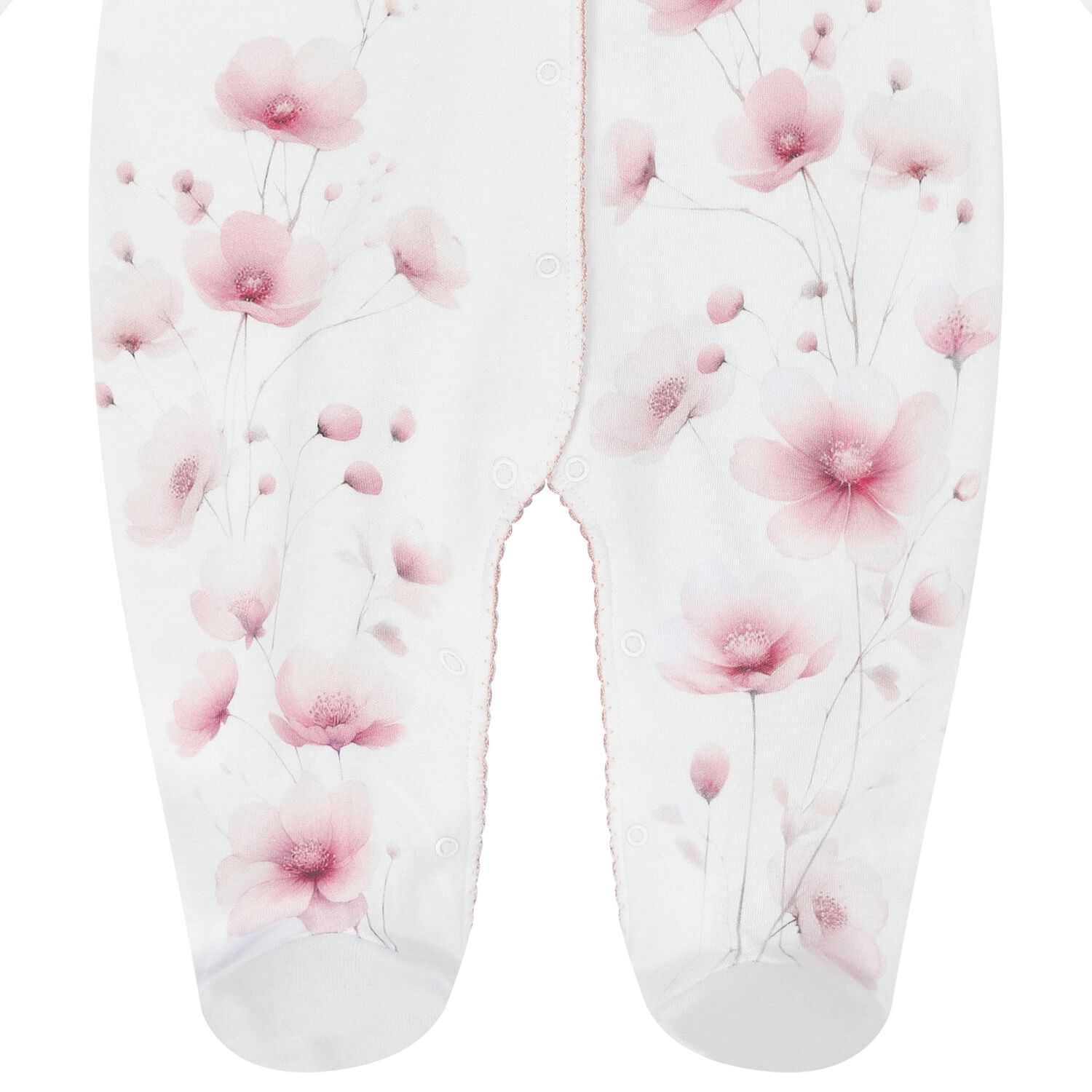 Baby Girls White & Pink Floral Babygrow Set, 1, hi-res image number null
