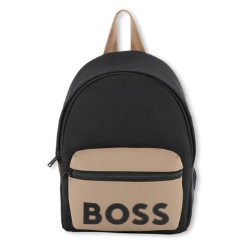 Boys Black & Beige Logo Backpack