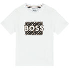 Younger Boys White Logo T-Shirt, 1, hi-res