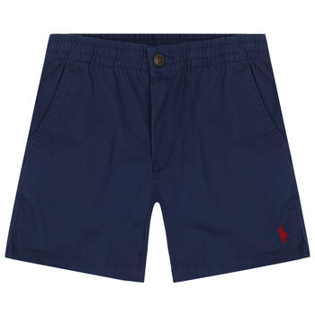 Boys Navy Blue Logo Chino Shorts