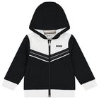 Younger Boys Black & White Logo Tracksuit, 1, hi-res