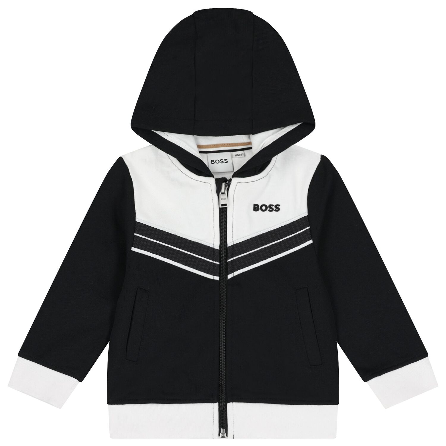 Younger Boys Black & White Logo Tracksuit, 1, hi-res