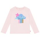 Girls Pink Logo Sequin Long Sleeve Top, 1, hi-res