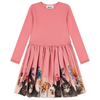 Girls Pink Cat Dress