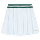 Girls White Logo Pleated Skirt, 1, hi-res