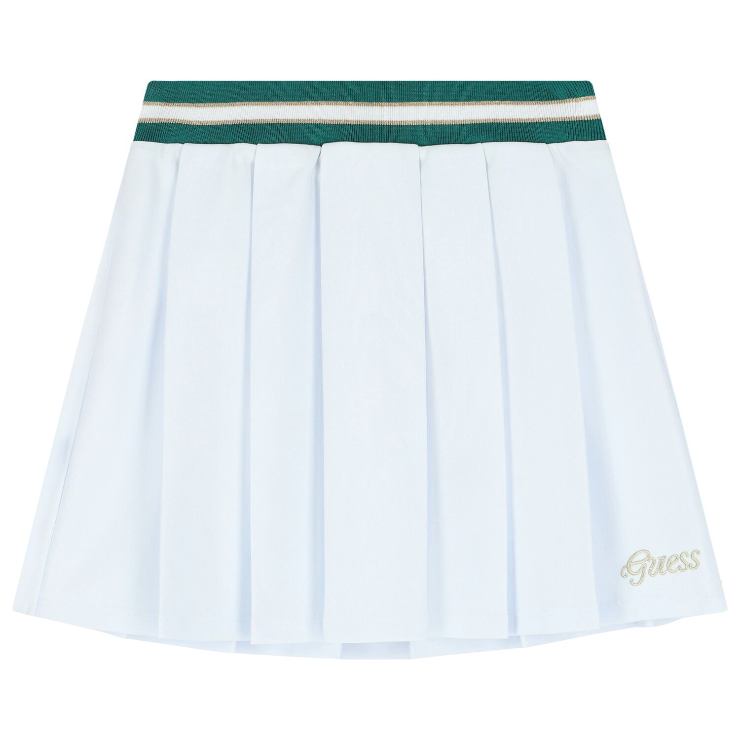 Girls White Logo Pleated Skirt, 1, hi-res image number null