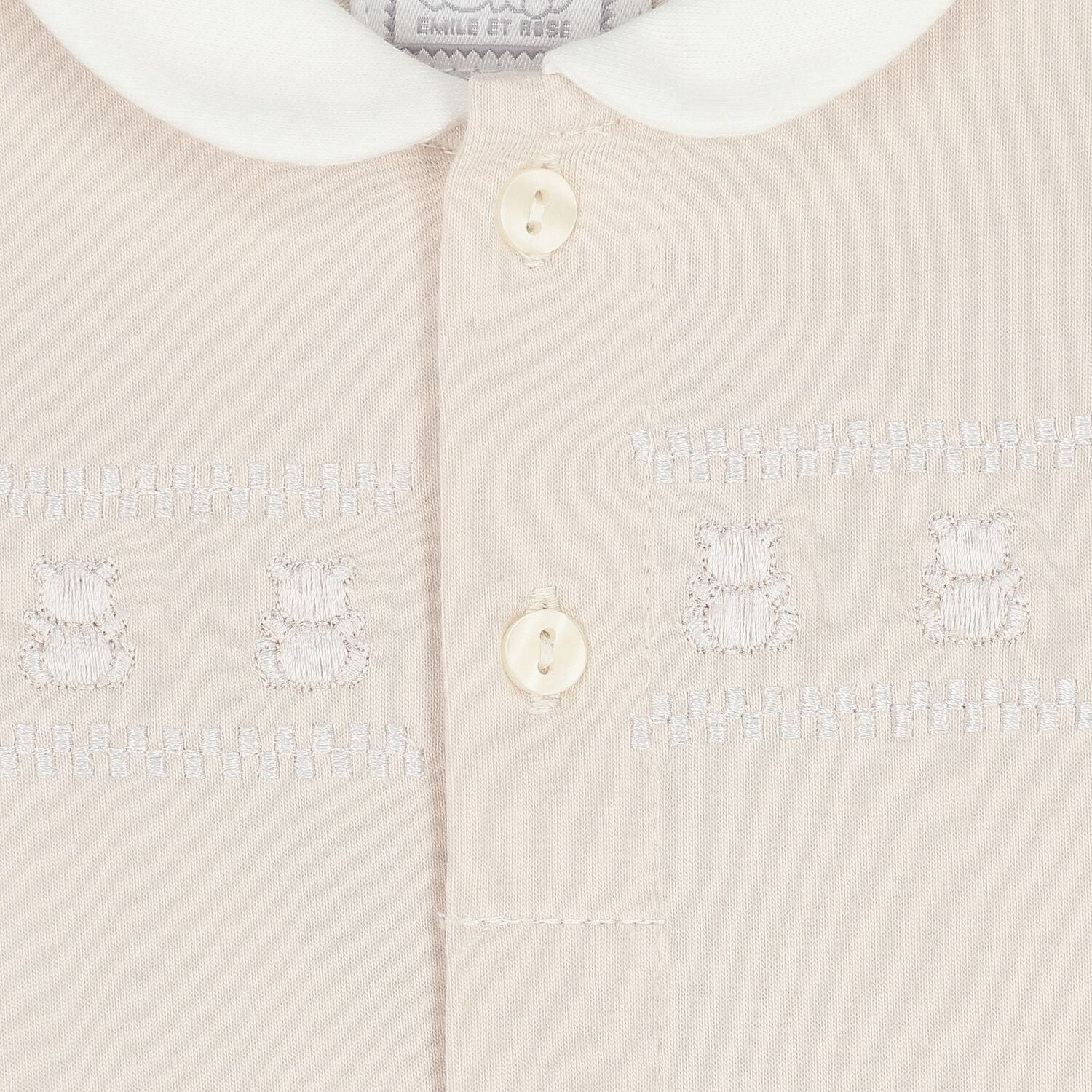 Beige Embroidered Teddy Bear Babygrow, 2, hi-res