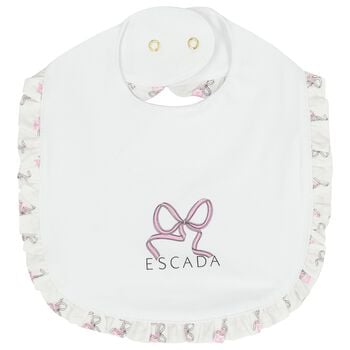 Baby Girls White Bow Bib