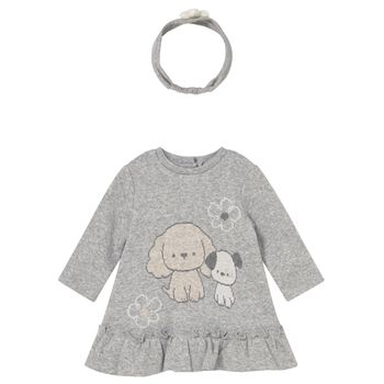 Mayoral Baby Girls Grey Puppies Dress Set, 1 Baby Girls Grey Puppies Dress Set