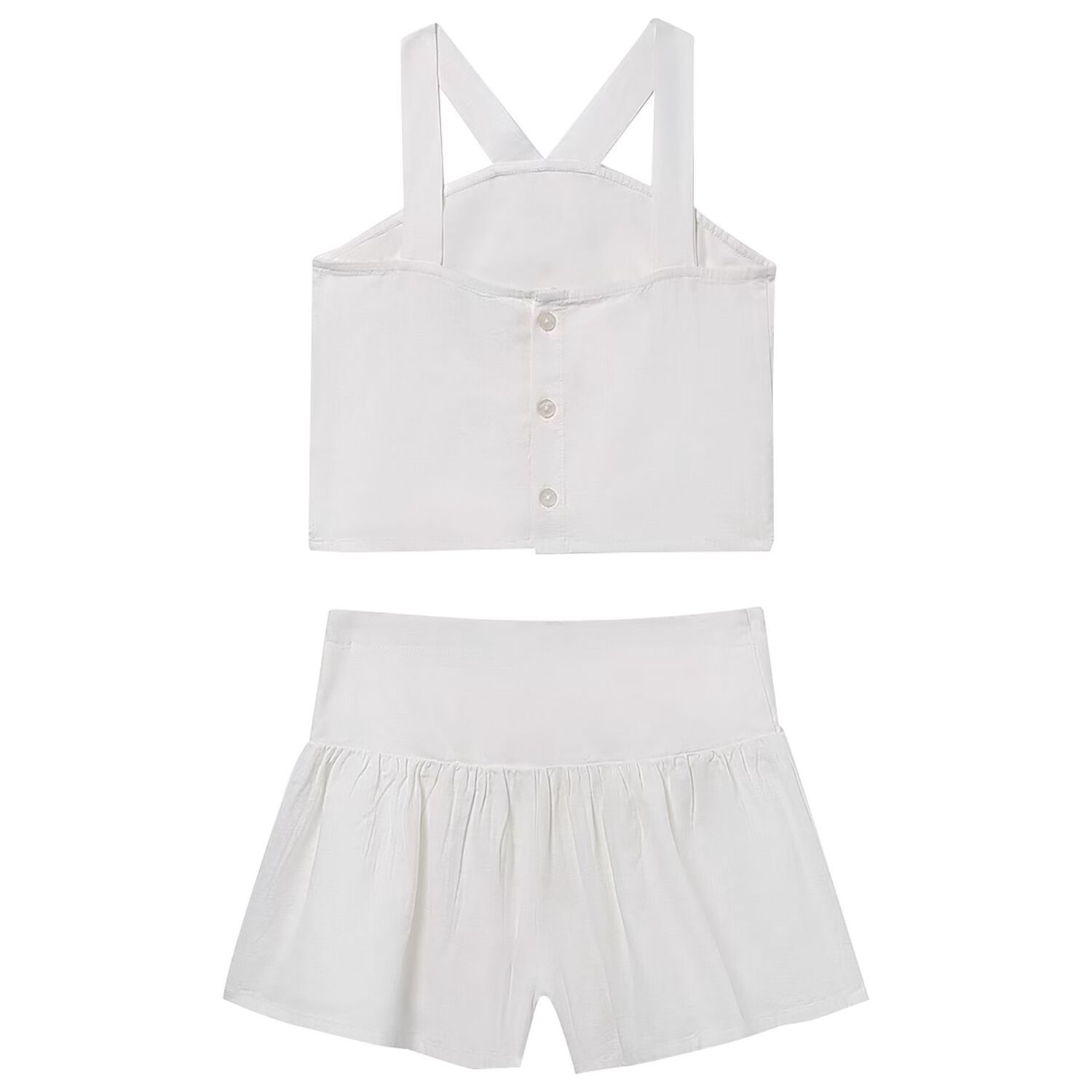 Girls White Flower Shorts Set, 2, hi-res