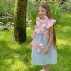 Girls Blue & Pink Flower Dress, 1, hi-res