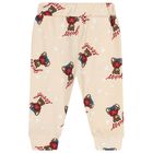 طقم ملابس أطفال بشعار دب تيدي باللونين بيج وأبيض, 4, hi-res