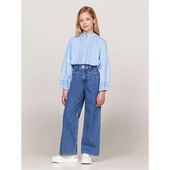 Girls Blue Logo Denim Jeans