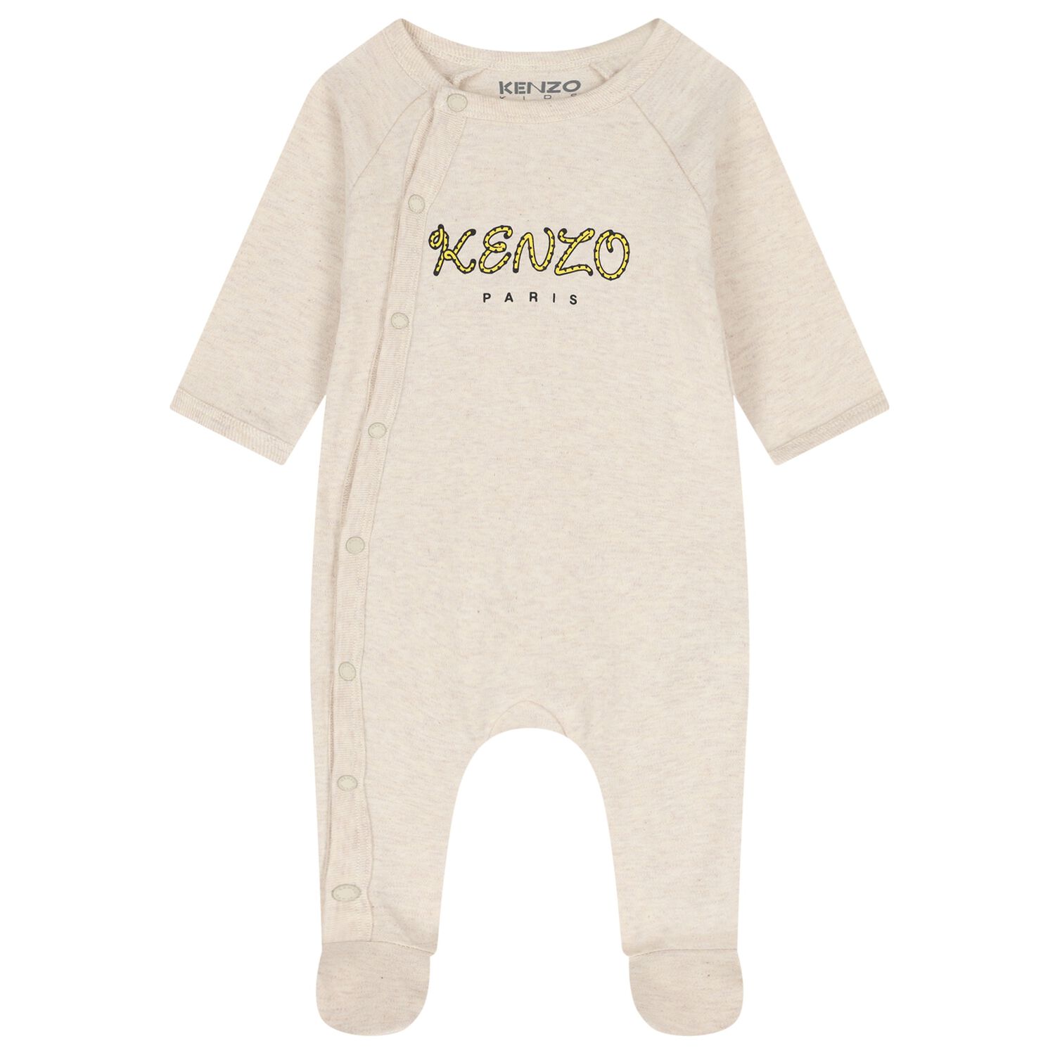 Beige Tiger Logo Babygrow, 1, hi-res