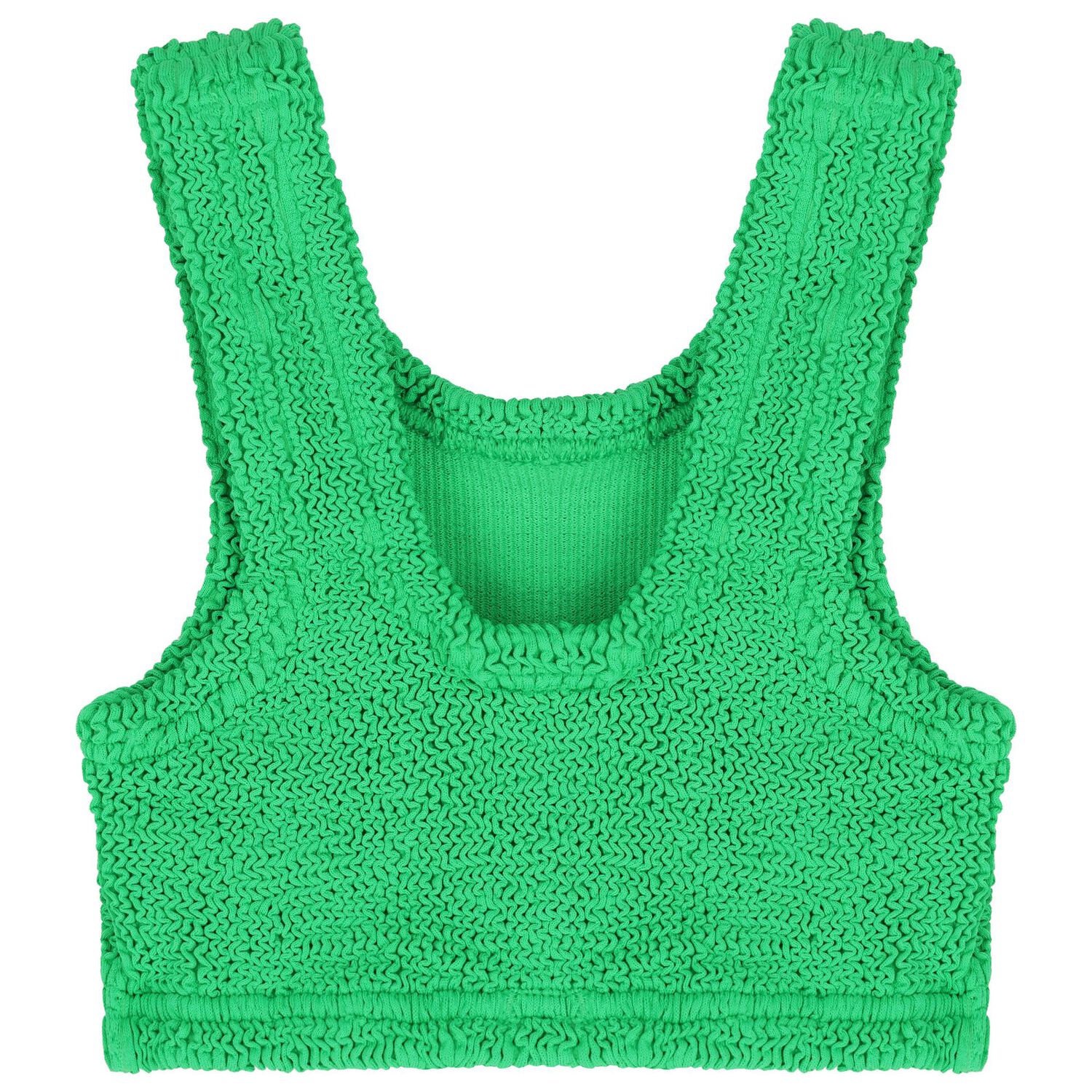 بيكيني بتصميم مجعد باللون الاخضر للبنات, 2, hi-res