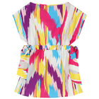 Girls White Abstract Beach Dress, 1, hi-res