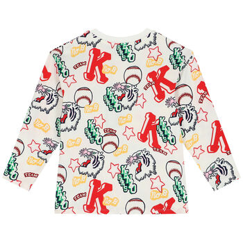 Girls White Varsity Logo Long Sleeve Top