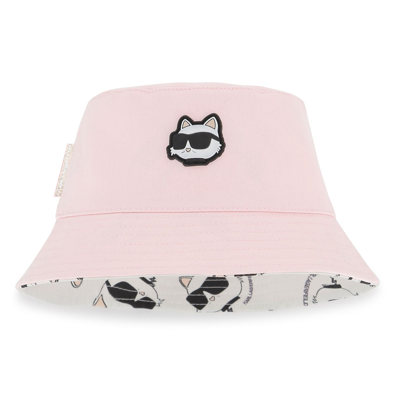 Baby Girls Pink & White Choupette Reversible Bucket Hat, 1, hi-res
