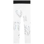 Girls White Iridescent Logo Leggings, 1, hi-res