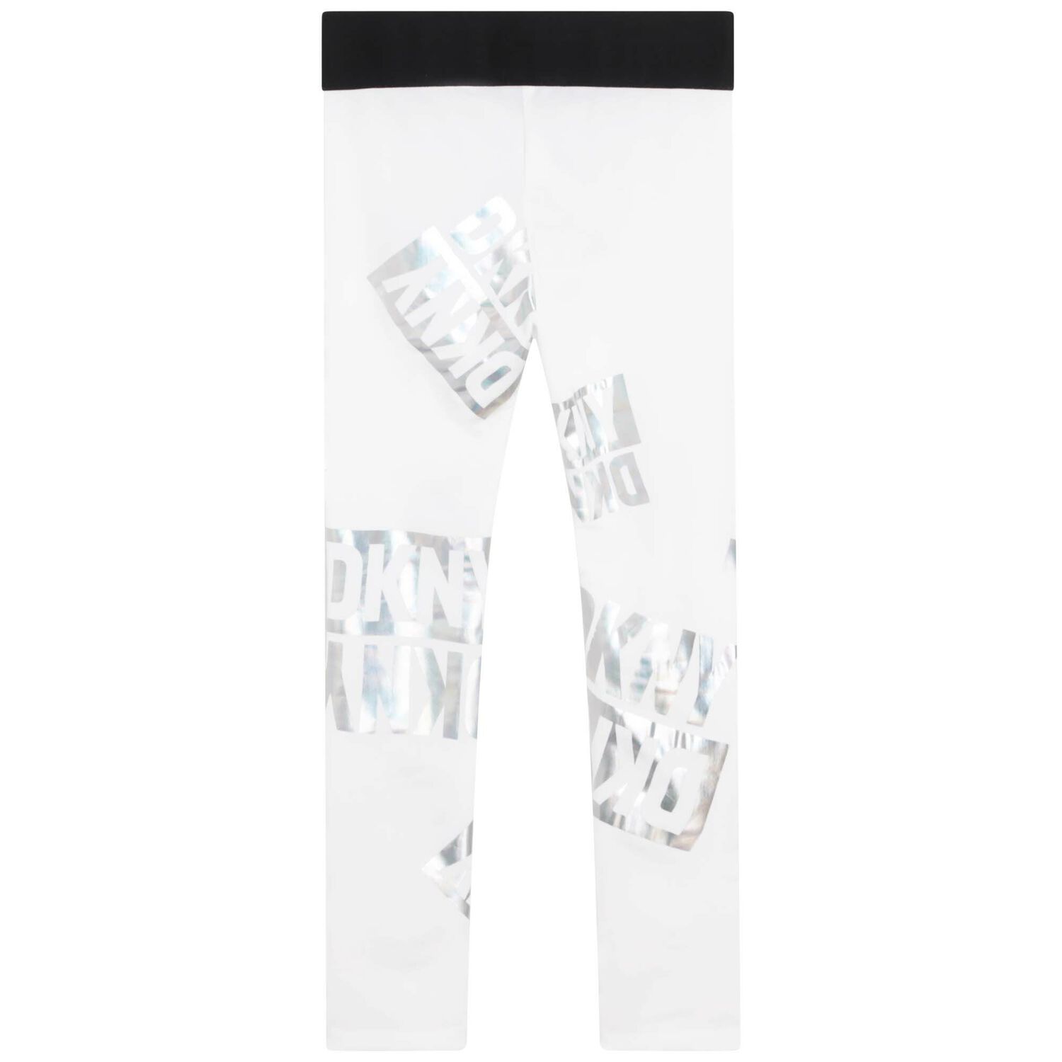 Girls White Iridescent Logo Leggings, 1, hi-res