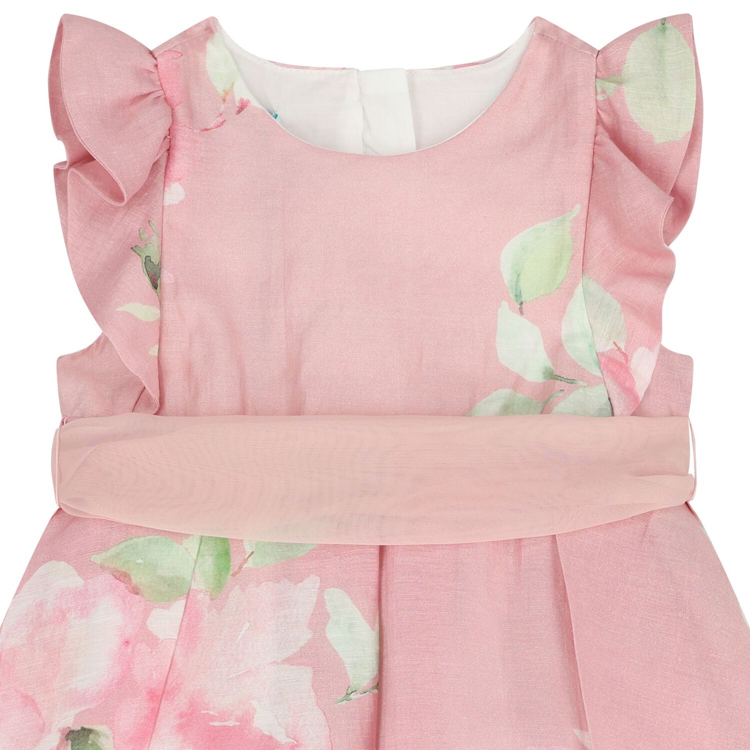 Younger Girls Pink Flower Dress, 1, hi-res